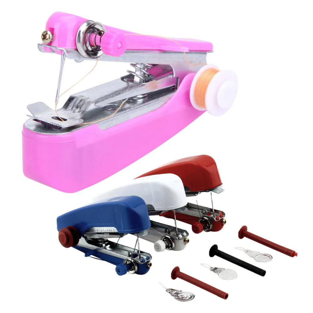 

Mini Sewing Machines Portable Needlework Hand-Held Devices Quick Repairs DIY Clothes Household Crafting Mending Handwork Tools