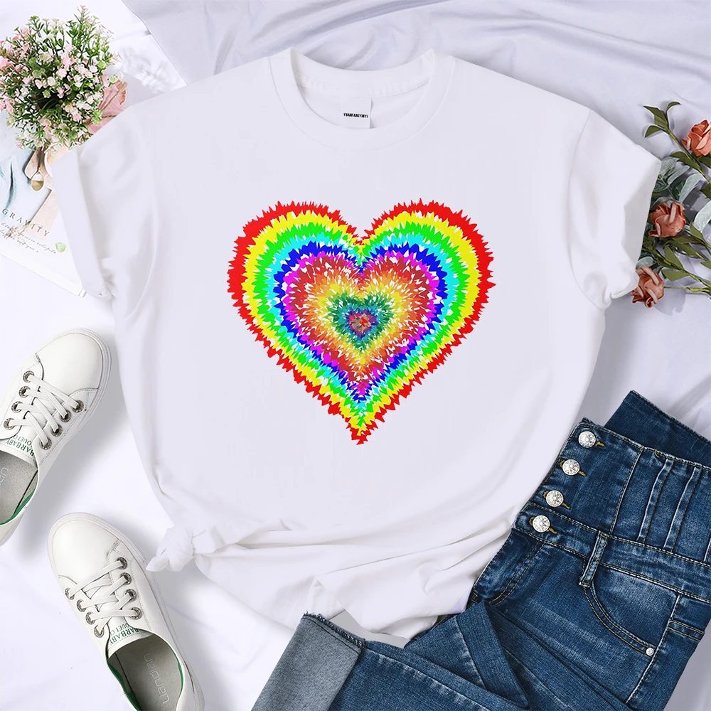 

Rainbow Love Fantasy Future Y2K Womens Tshirts Street Hip Hop T-Shirts Summer Breathable Tee Clothes Sweat Cool Soft Crop Top
