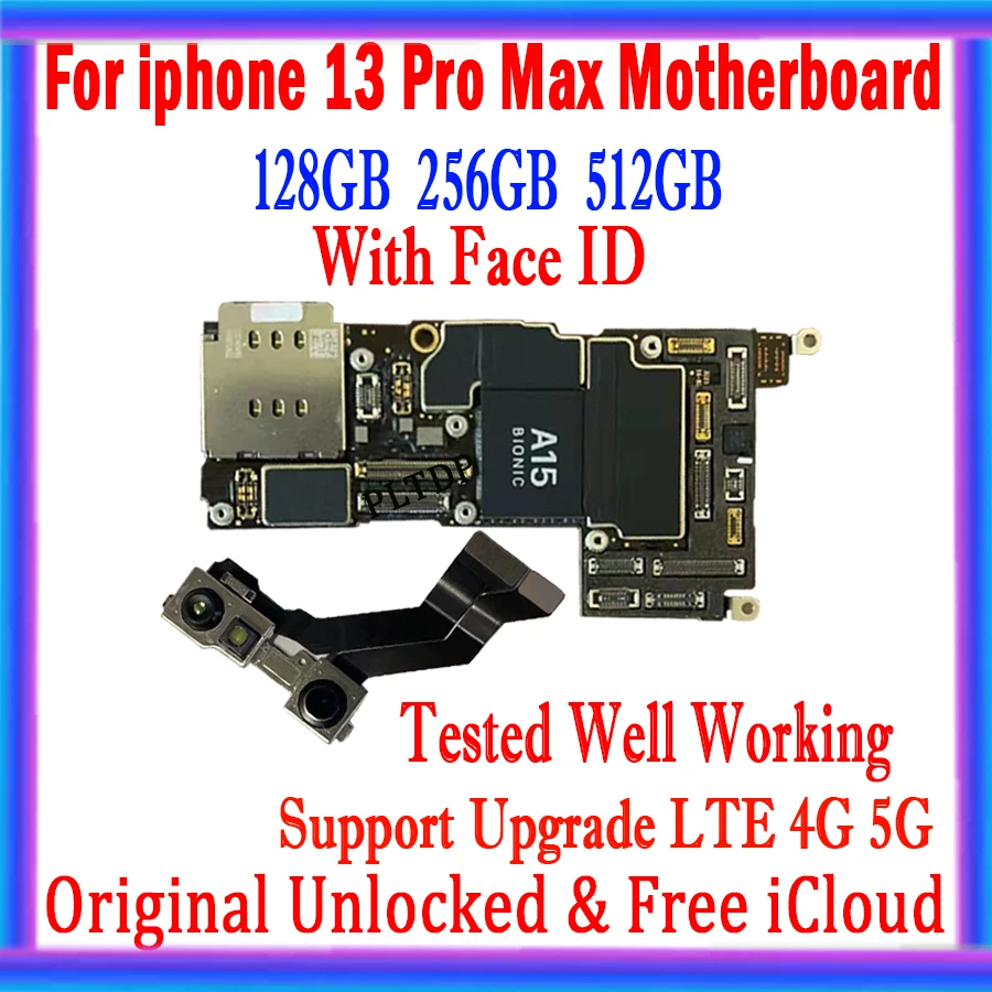 

NO ID Account Original For iPhone 13 Pro Max Motherboard Support Update 5G Unlocked Free iCloud Logic Board With Face ID Board