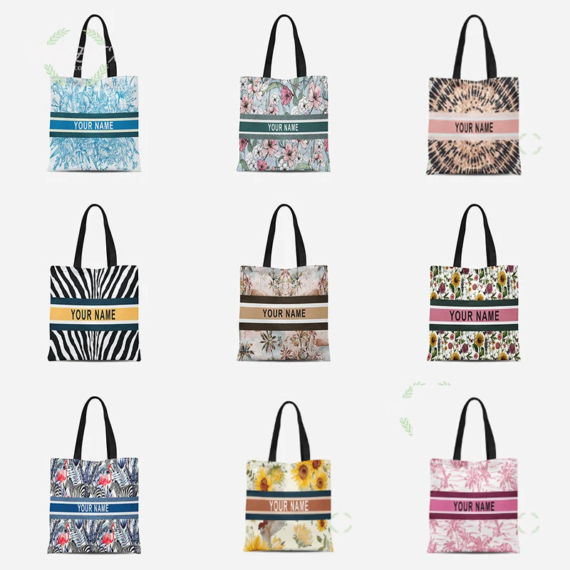 Spring Summer Prints Handbgas Storage Bag Custom Print Name Letter Womens Designer Tote Eco Reusable Shopping Shoulder Bags