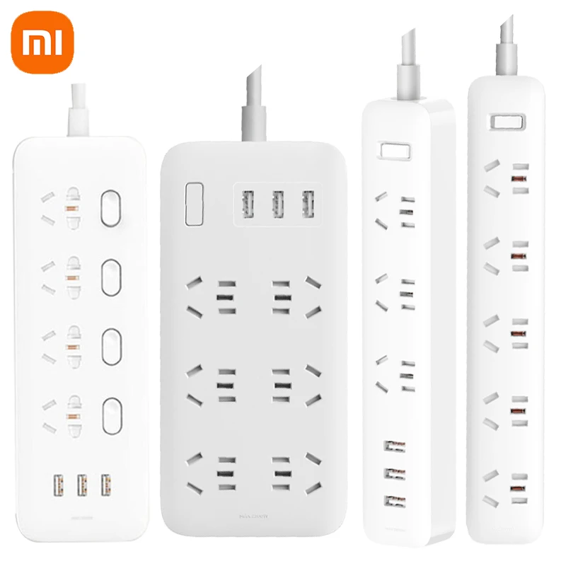 

Original Xiaomi Power Strip 2.1A Fast Charging 3USB Extension Socket 6Outlets Socket Adapter US UK EU AU Mijia Power strip