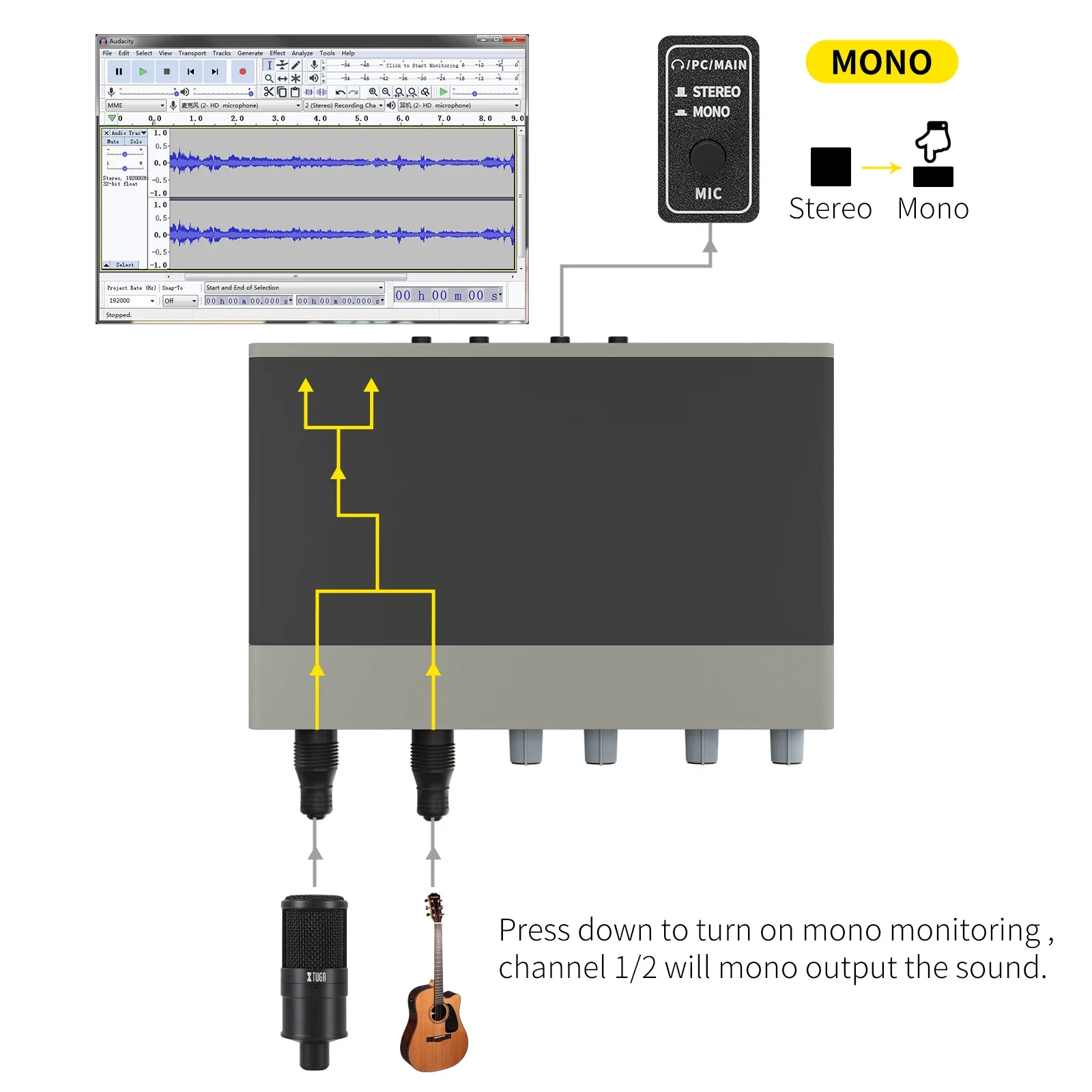 XTUGA E22 Профессиональный микшер звуковой карты Аудиоинтерфейс Звуковая карта с