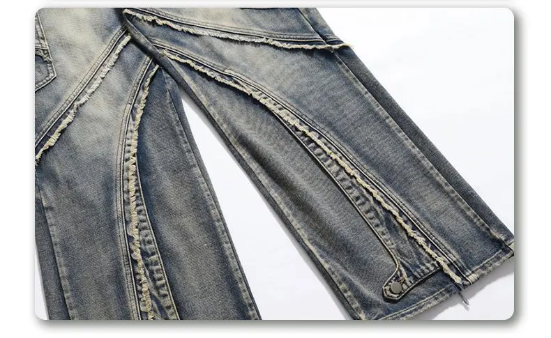 Мужская мода High Street Винтаж Хип-Хоп Джинсы Брюки Уличная одежда Свободный крой