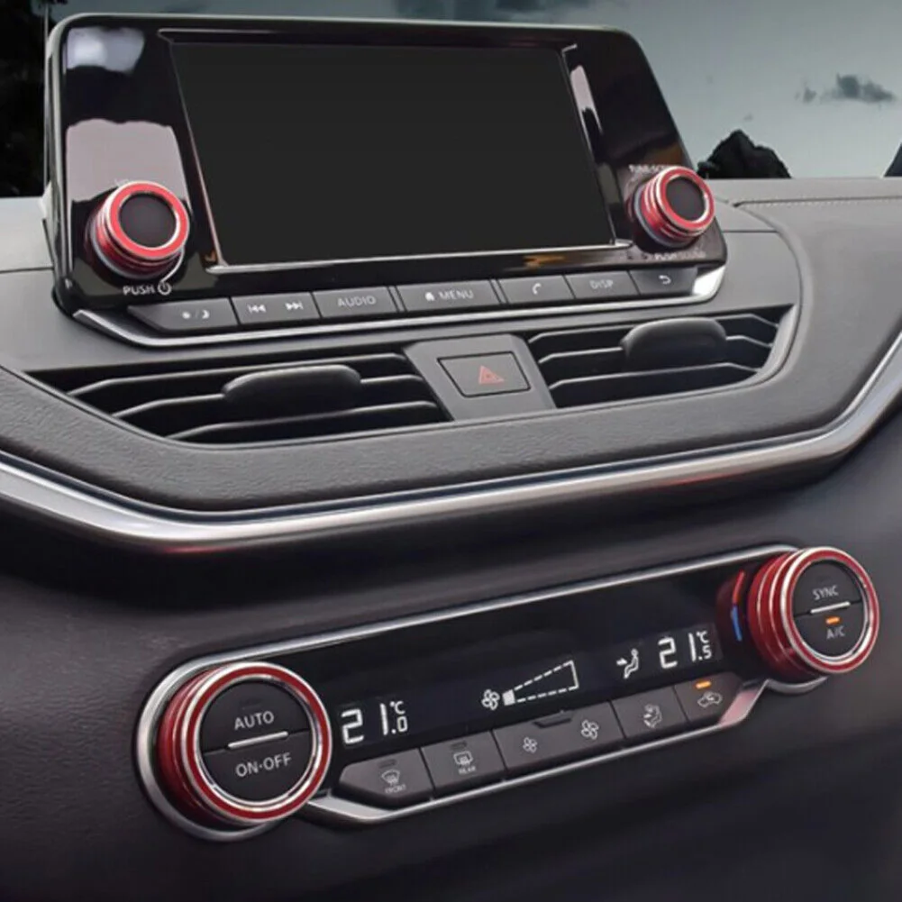 

Car Knob Ring Cover Air Conditioning Interior Trim Red Air Conditioning Trim Aluminum Alloy Car AC Car Accessories Cover