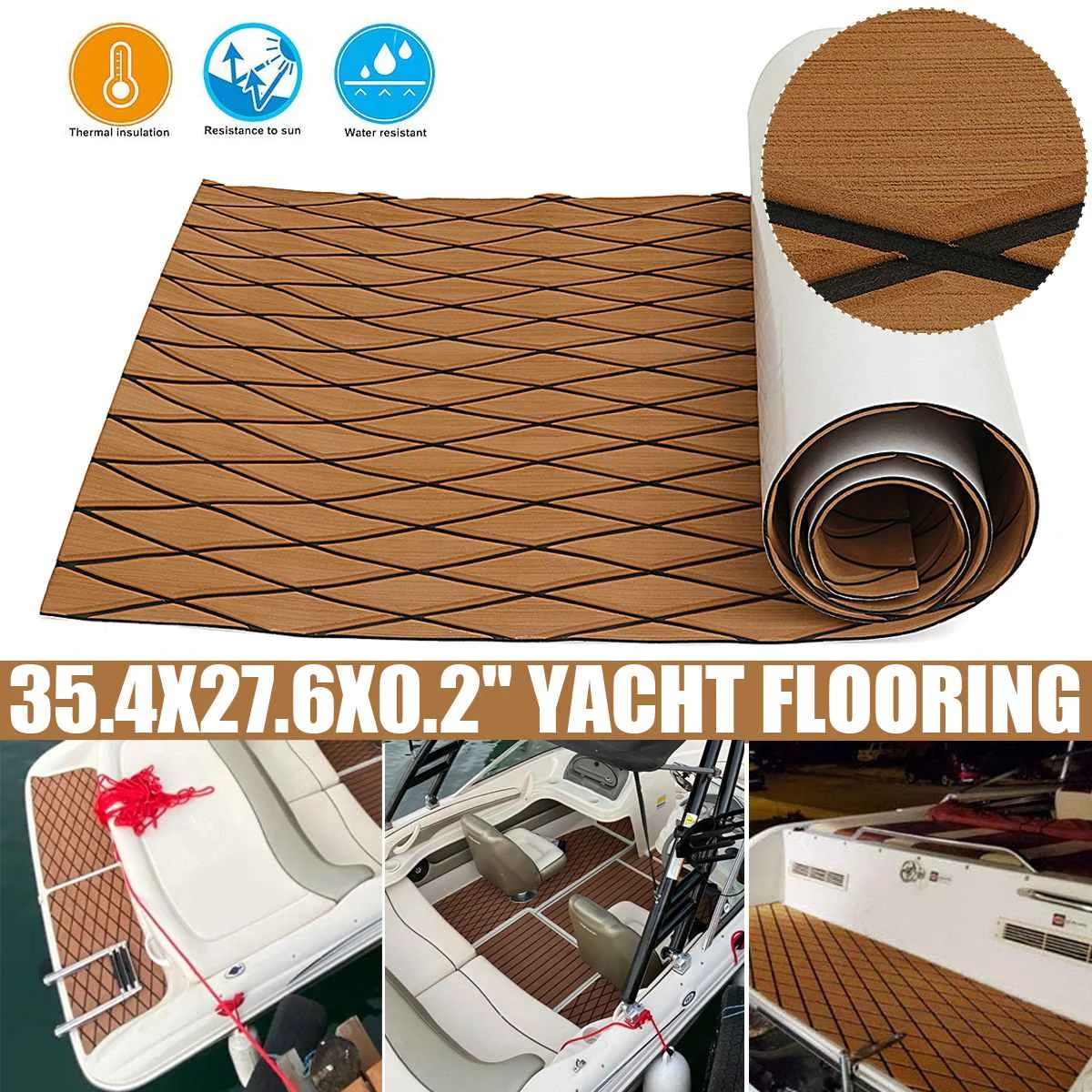 

Self-Adhesive Foam Yacht Synthetic Teak Deck Faux Teak Boat Deck Mat Decking Boat EVA Foam Floor Mat For Boat 1900x700x6mm