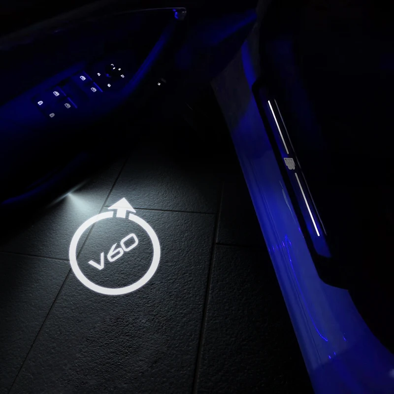 Фото 2 шт. светодиодные двери автомобиля для Volvo R Design S60 S90 V60 V70 V40 XC40 XC60 эмблема свет приветствия лампа беспроводной проектор аксессуары №2