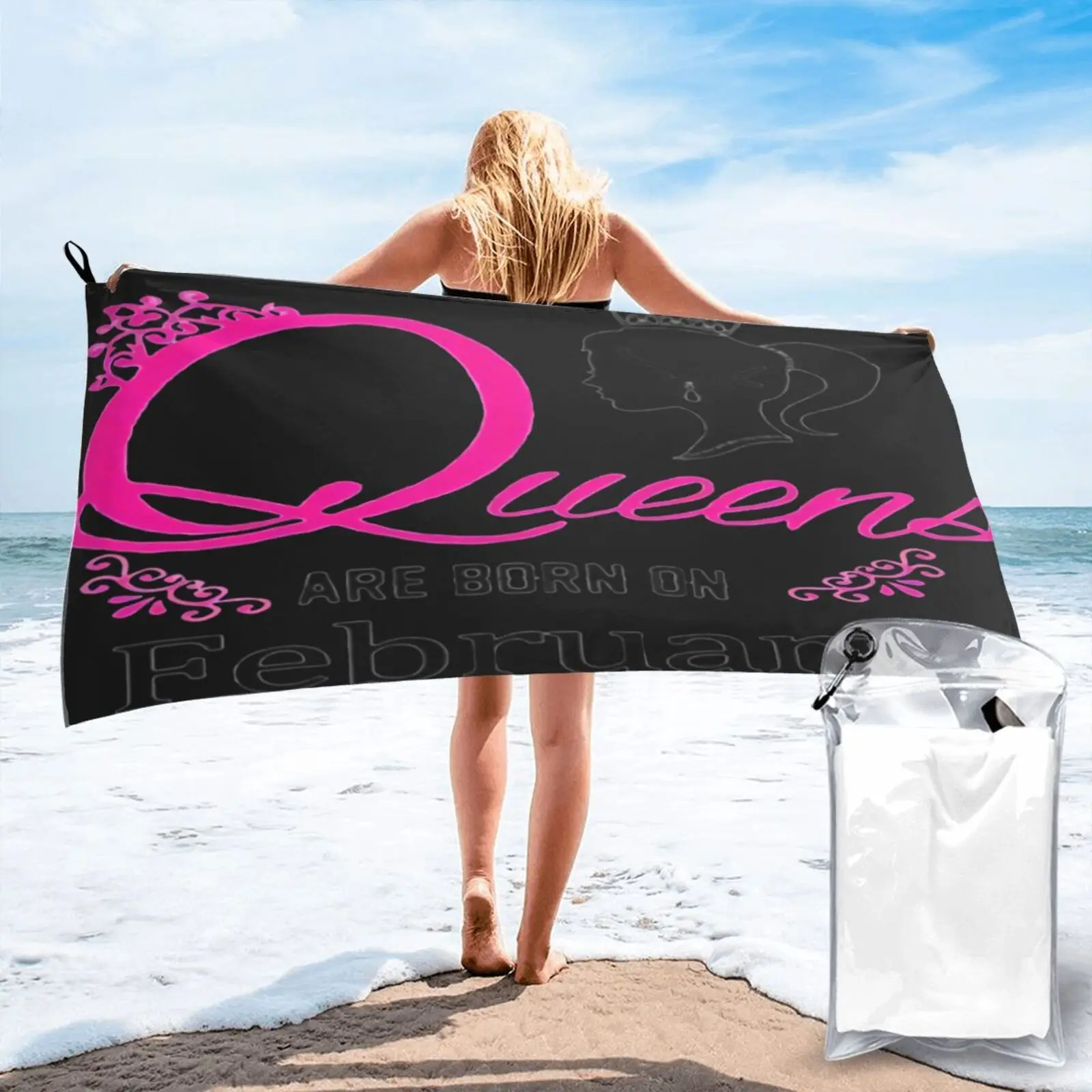 

Queen Are Born In February Sleeved Beach Towel Xxl Beach Towel For Home Beach Mat Baby Towel Towel For Bath And Sauna For Bath