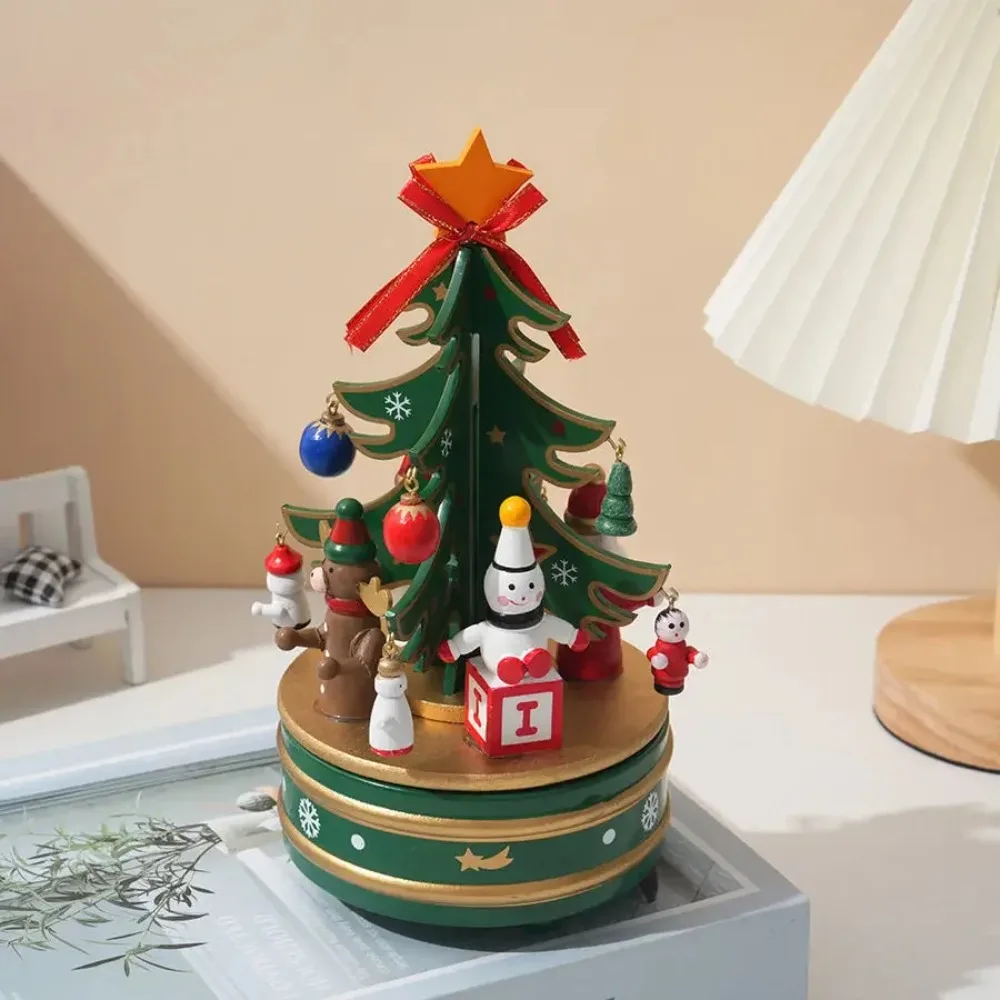 Фото Рождественские игрушки-карусели, автоматические музыкальные шкатулки с веселым ходом, подарки на свадьбу, день рождения, украшение для детской комнаты, Рождественский домашний декор №3