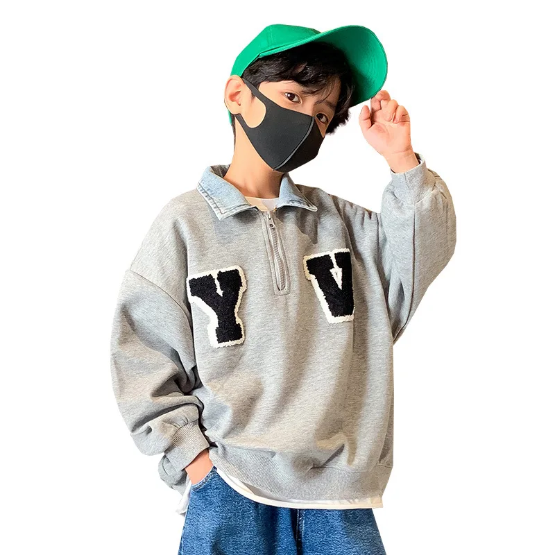 

Baby Boy Hoodies Spring Autumn Fashion New Tops Kids Clothes Casual Letter Embroidered Sweatshirts Children's Clothing 4-14 Yrs