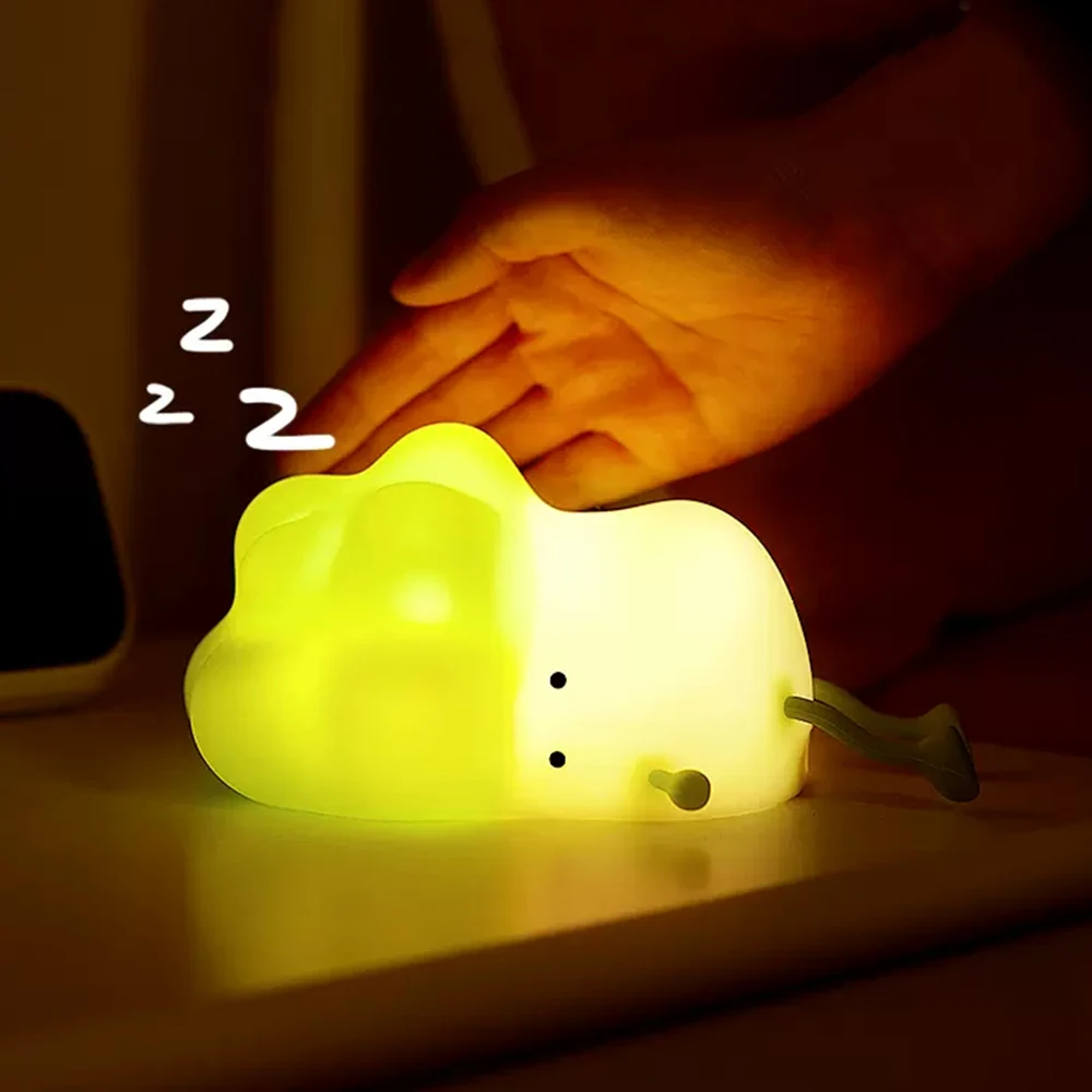 

LED Night Lamp Duck Silicone Animal Light Colorful Child Holiday Gift Sleepping Creative Bedroom Desktop Decor Nightlight