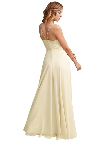 Women's Spaghetti Straps Open Back Sleeveless Simple Long Wedding Guest Dress Bride Dress (Out Stock in Size Promotion)