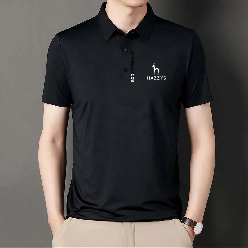 2023 Men's Wear HAZZYS Golf Clothing Summer T Shirt Horse Solid Color Short Sleeve Casual Polo Business Sports