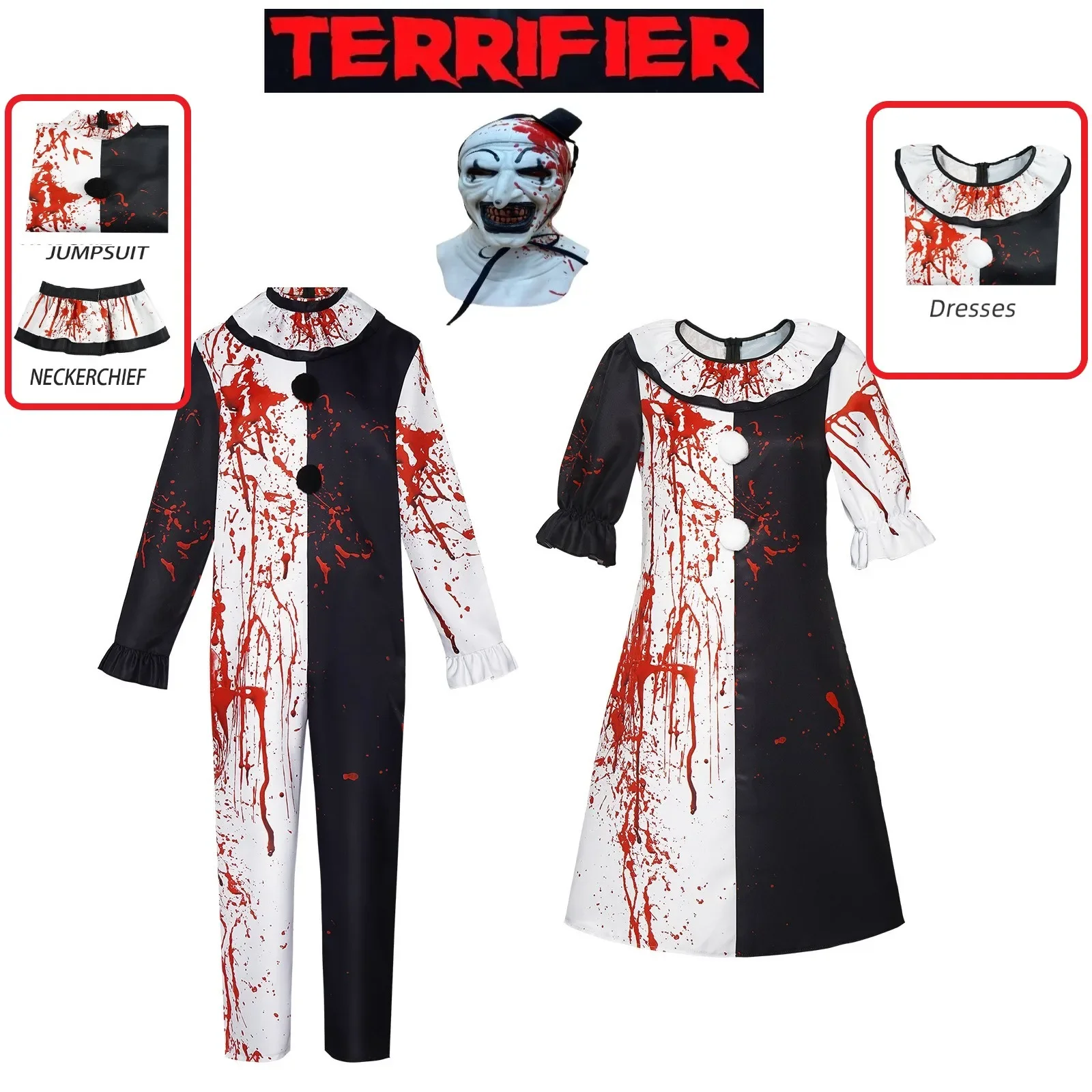 Фильм Ужасцы клоун косплей платье для взрослых и женщин мужское боди комбинезон