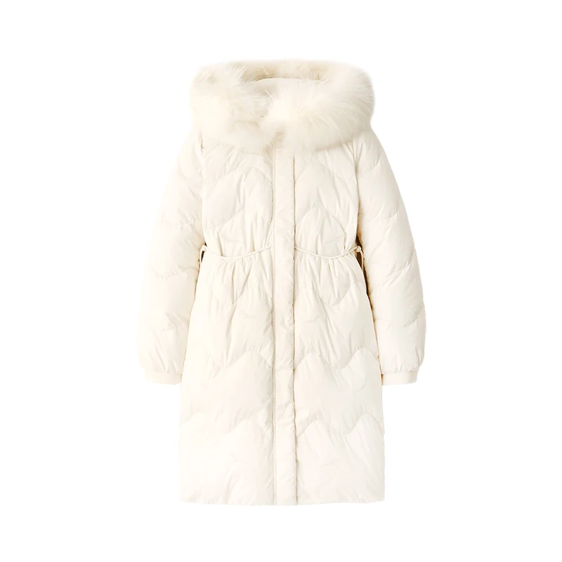 New Casacos Femininos Inverno 2022  Long  90%  White Duck Down  Jackets for Women  High Street Fox Fur Collar Detachable