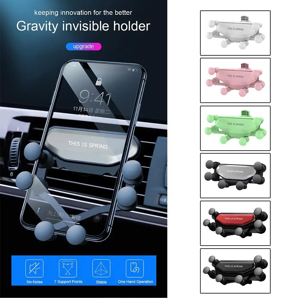 

Gravity Car Phone Holder Universal Air Outlet Conditioning Bracket 360 Degree Rotate Pure Color Mobile Support GPS Cell Stand