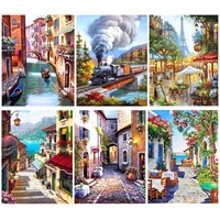 diy 5d diamond painting city town street landscape picture diamond mosaic embroidery full square round drill handmade wall decor