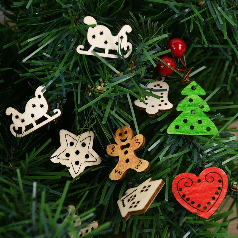 50 шт. смешанные незавершенные деревянные рождественские украшения сделай сам