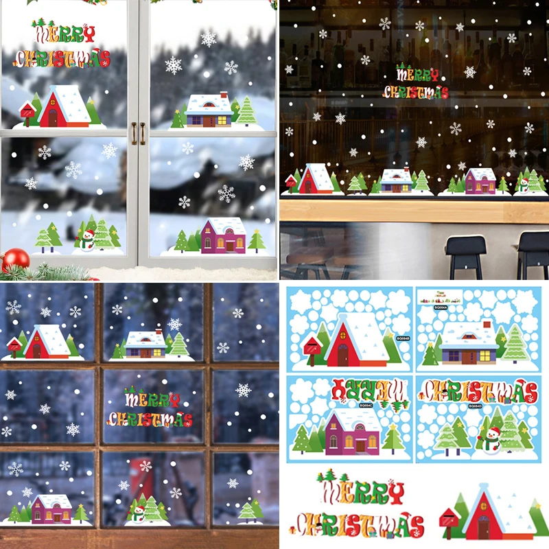 

Merry Christmas Window Stickers Merry Christmas Decorations For Home Xmas Glass Sticker Kids Room Wall Decals New Year Stickers