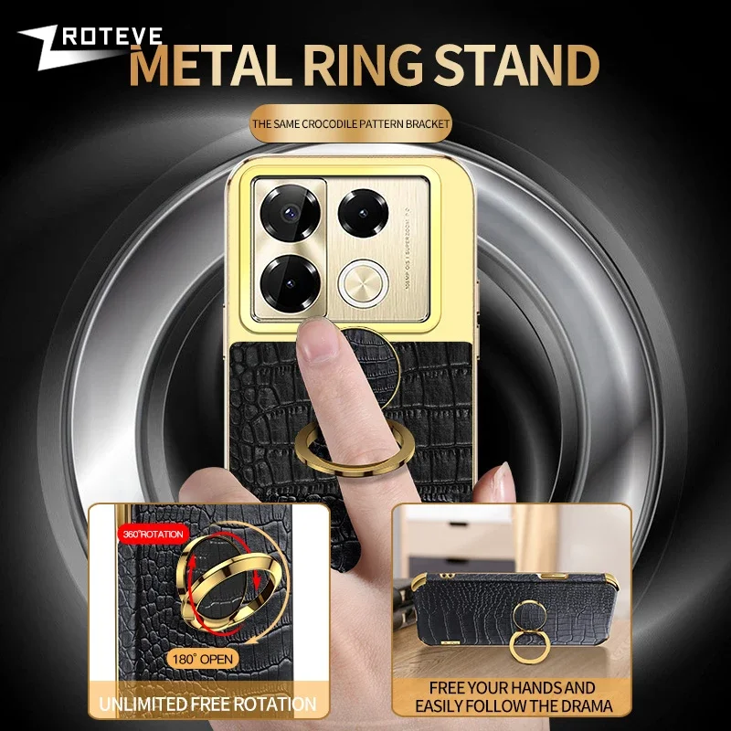 Кольцо-держатель из крокодиловой кожи для Infinix Note40 Pro +