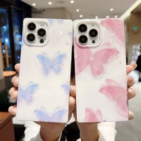 square butterfly phone case for iphone 13 12 11 pro max xs max xr 7 8 plus se2020 shockproof soft glossy silicone cover capa hot