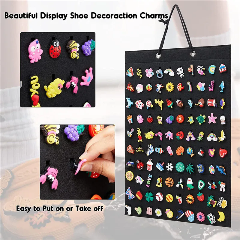

Wall Hanging Felt Shoe Charms Holder Practical Shoe Decoration Charm Organizer Durable Silicone Material Hanging Display Stand