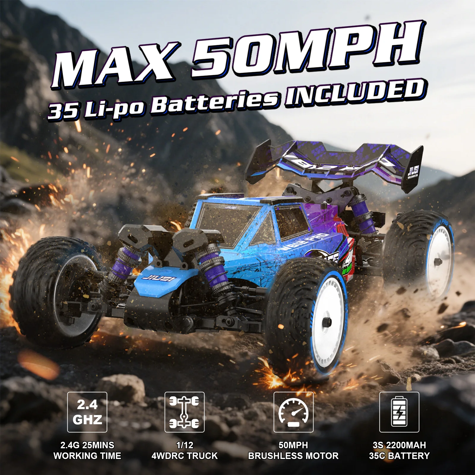 Фото Радиоуправляемая машинка JIUSI WB12 PRO 1/12, 80 км/ч, 4WD, гоночная, бесщеточная, внедорожная, на пульте управления, для соревнований, игрушка в подарок №2