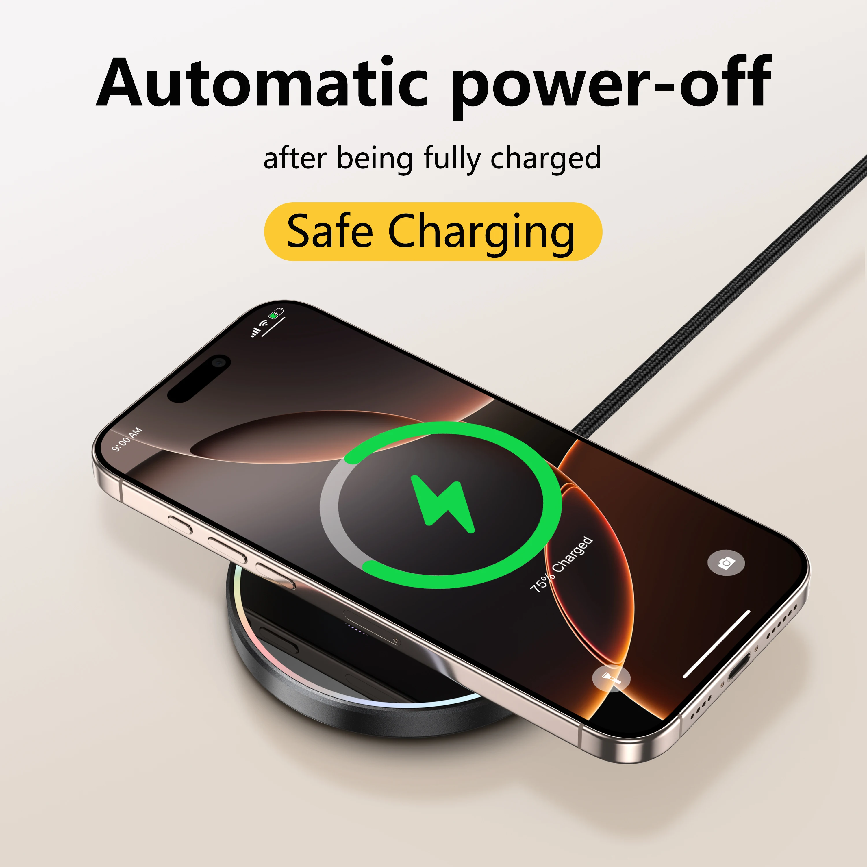 Фото Беспроводная магнитная зарядная станция QI2 25W с быстрой зарядкой, мощный магнит, для iPhone и Samsung №3