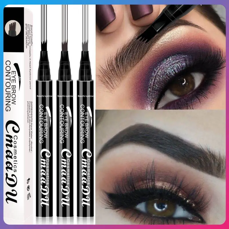 

Водостойкий карандаш для бровей Cmaadu, 24 часа, с четырьмя насадками, 3d-кисть, стойкая жидкая тату-ручка для бровей, макияж, sobrancelha TSLM2