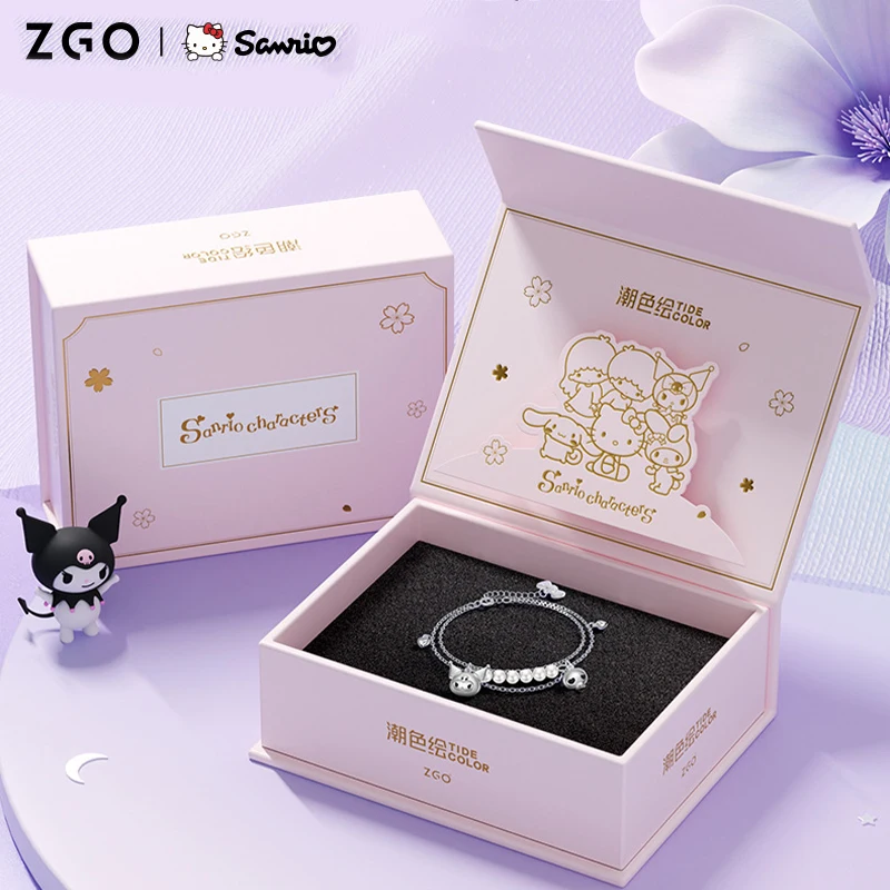 

Браслет Kuromi из стерлингового серебра, милые аксессуары Sanrio, милый аниме жемчуг, антиаллергенное украшение для девушки, подарок на день рожд...