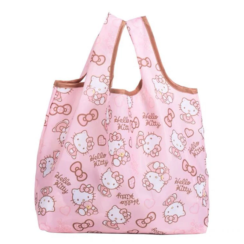 

Kawaii Folding Eco-Friendly Shopping Bag Hello Kitty Print Large Capacity Portable Waterproof Supermarket Going Out Tote Bag