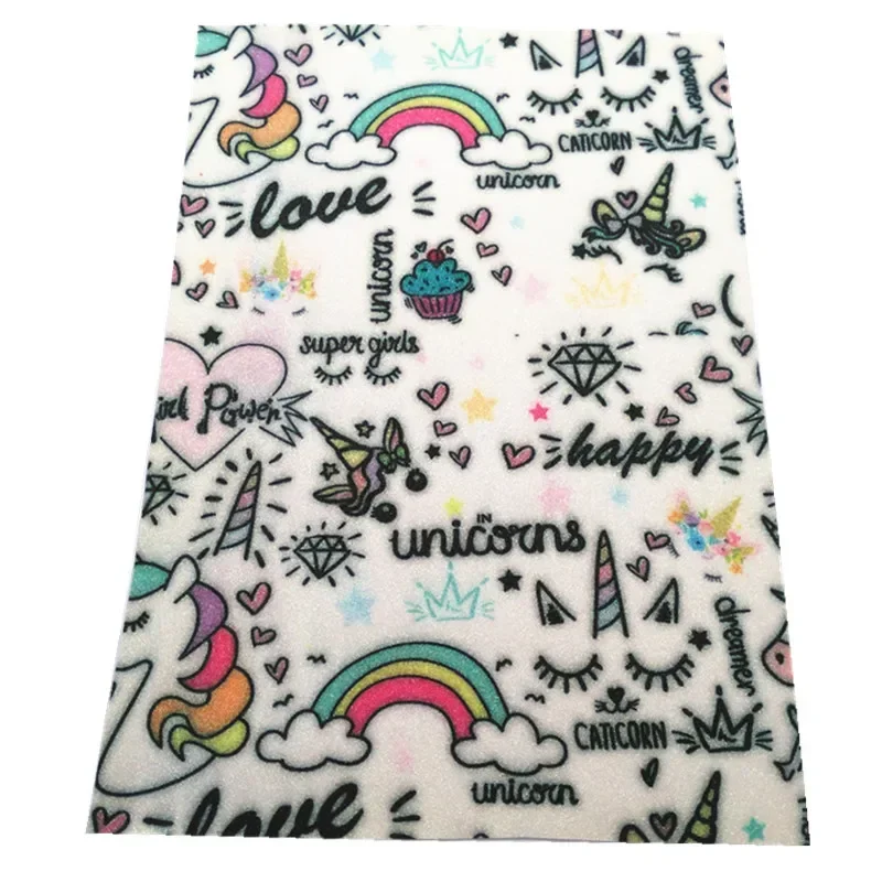 Изящная искусственная виниловая кожа с рисунком единорога радуги ножной основой