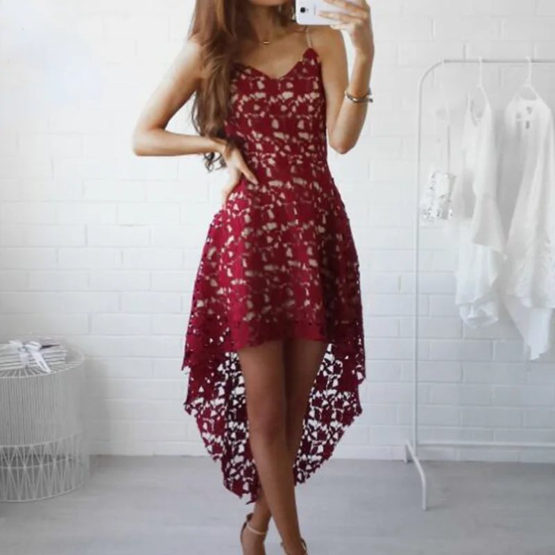 

Lace Sleeveless Long Evening Women Dress Sukienka Mesh Robe Femme Ete 2021 Irregularly Knitted Dress Straps Gown Elegant