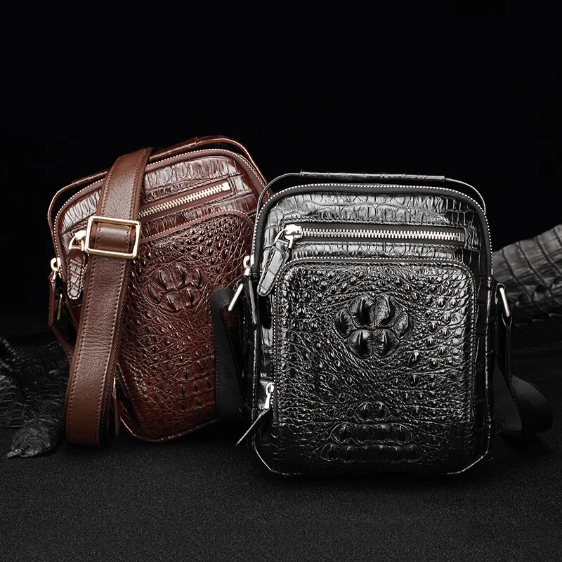 

2022 New Designer Crocodile Leather Men Shoulder Bag Business Genuine Leather Messenger Bag High Grade Large Capacity Man Bag 50
