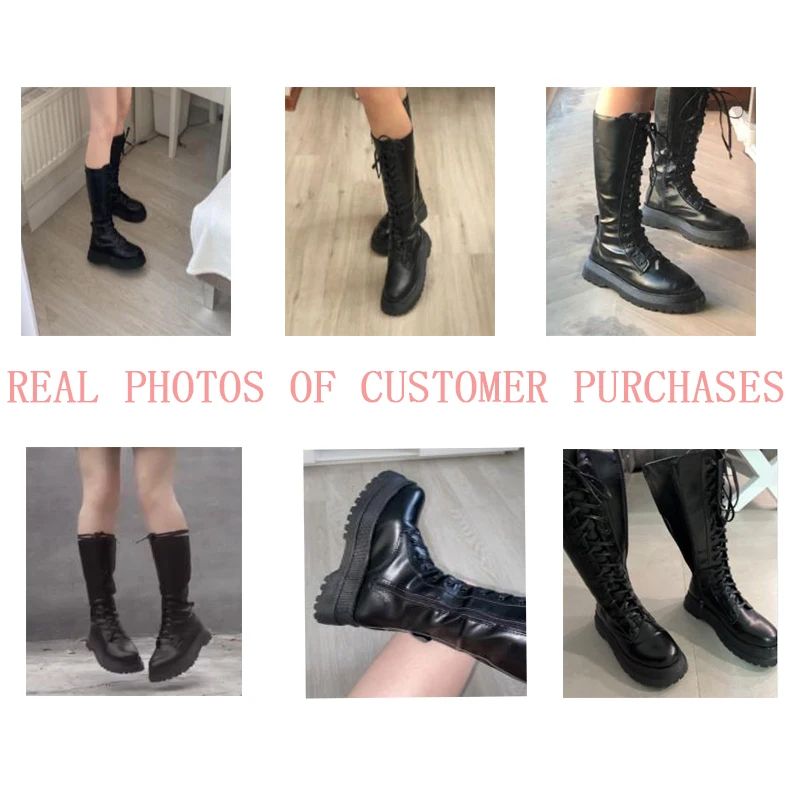 Chunky Platform Pu Leather Knee High Boots Women Punk Increasing Long Female Lace Up Booties Mujer 2021 Zip Chelsea Women Shoes images - 6