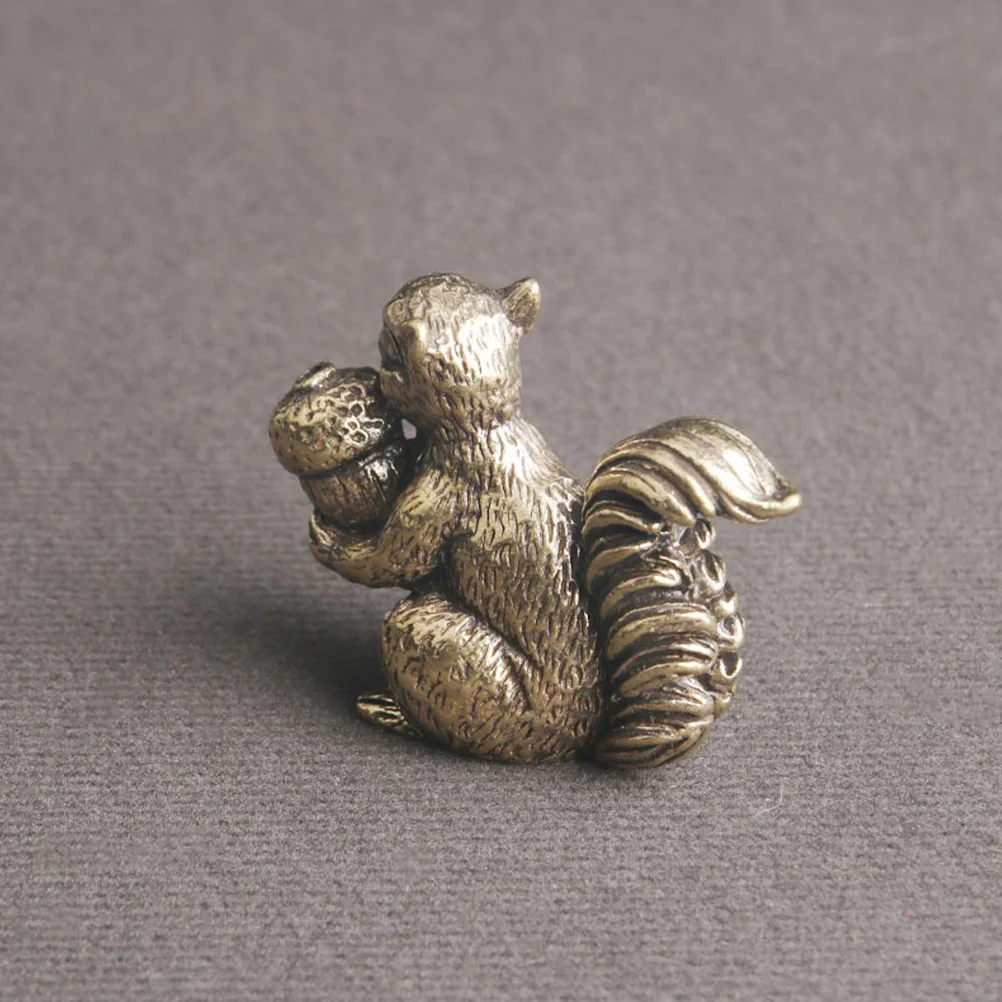 

Brass Squirrel Desktop Figurine Decor Statue Mini Animals Ornament Tabletop Sculpture Vintage Decoration