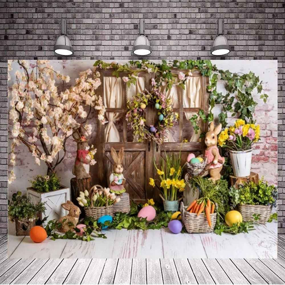 

Фон для фотосъемки весенний Пасхальный кролик цветок Новорожденный ребенок торт 1-й День рождения разбивать вечерние фон для фотостудии