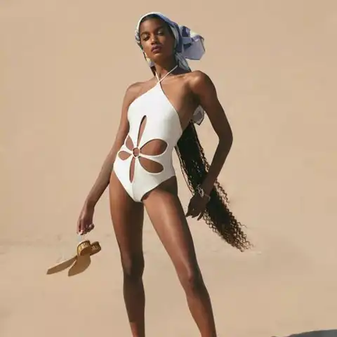 2023 New Women's Swimwear Fashion Solid Color Sexy Hollow Hanging Neck Backless One-Piece Ladies Bikini Beach Vacation Swimsuit