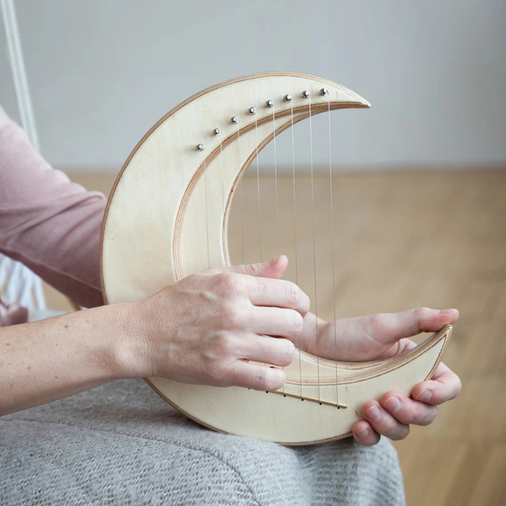 

Совершенно новый 1 X Lyre Harp s & Dulcimers 8 струн прибл. 1100g украшение для начинающих Lyre Moon Shape Piano Harp