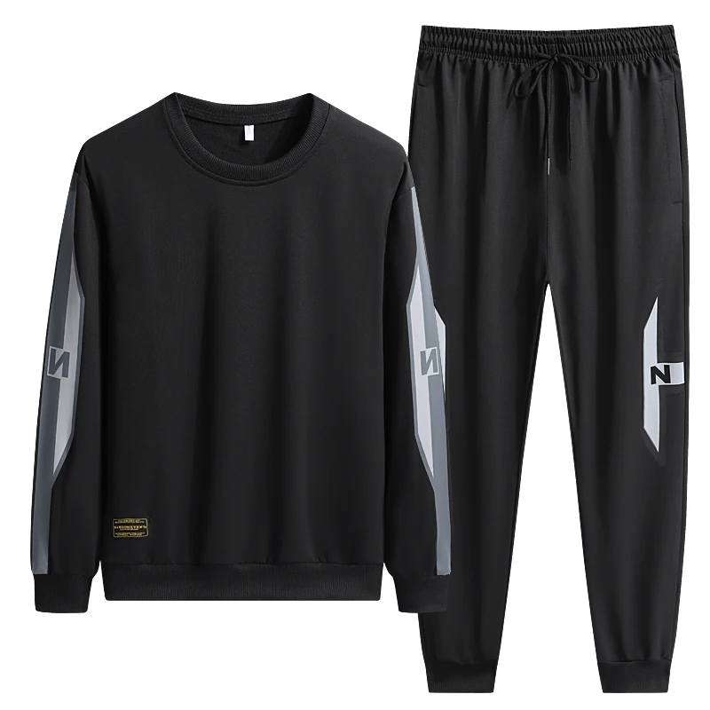 

Leisure Sports Suit Men's Spring and Autumn Loose plus Size round Neck Pullover Men's Youth Sweater Two-Piece Suit Men's