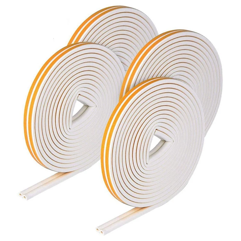 

Weather Strip Tape, Doors Windows Draught Excluder Self-Adhesive Rubber Foam Soundproofing Draft Stopper [4 Pack]