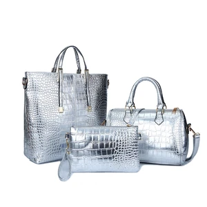 retro pu leather crocodile pattern 3 piece set ladies handbag luxury brand designer wallet large capacity shoulder bag 2022 new free global shipping
