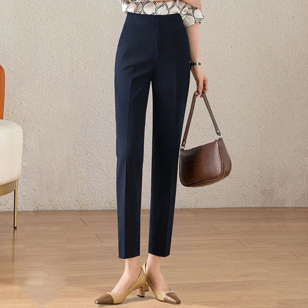 

2022 Summer Women New High Waist Loose Suit Pants Female Office Lady Formal Work Trousers Ladies Casual Straight Pants I187