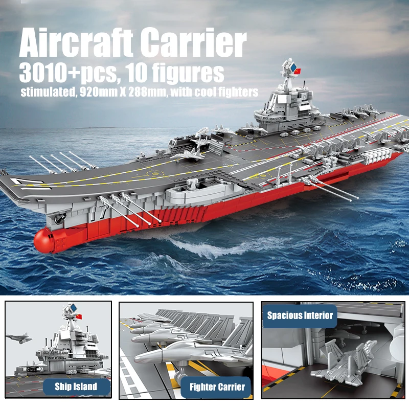 

SEMBO Shandong Aircraft Landing Helicopter Dock Carrier Military Battleship Building Blocks 3D Model Toys For Boys Birthday Gift