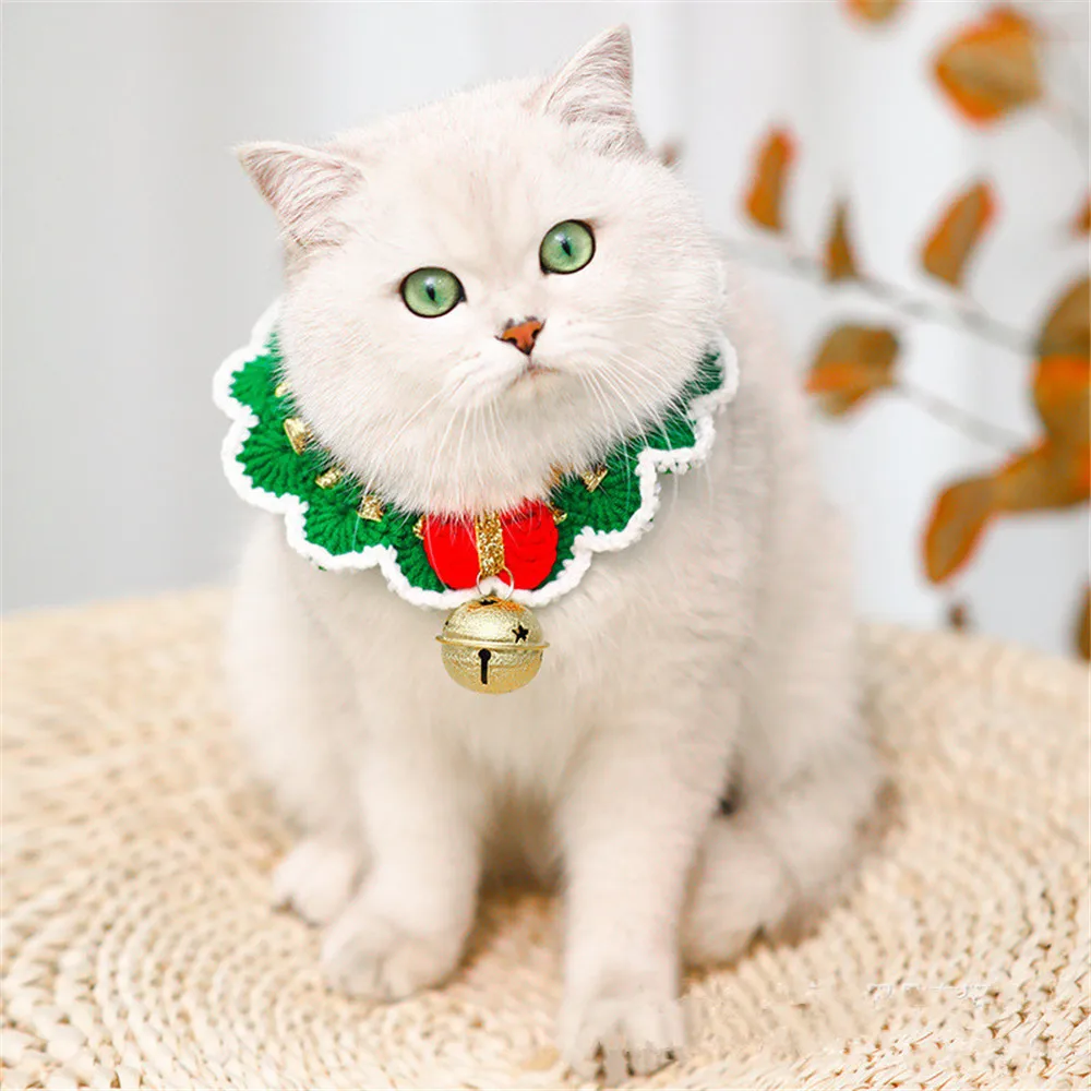 

Cat Hand-woven Rope Bells Bow Collar Pet Kitten Adjustable Elastic Rope Cute Little Hairy Ball Collars Pet Cat Supplies
