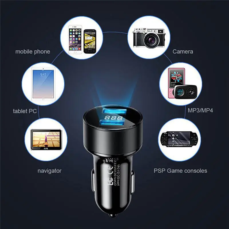 4 8a 5v car chargers 2 ports fast charging for samsung huawei iphone 11 8 plus universal aluminum dual usb car charger adapter free global shipping