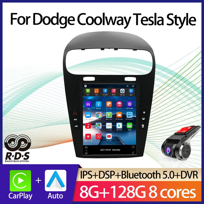 

Android 11 Car GPS Navigation For Dodge Coolway Tesla Style Car Radio Stereo Multimedia Player