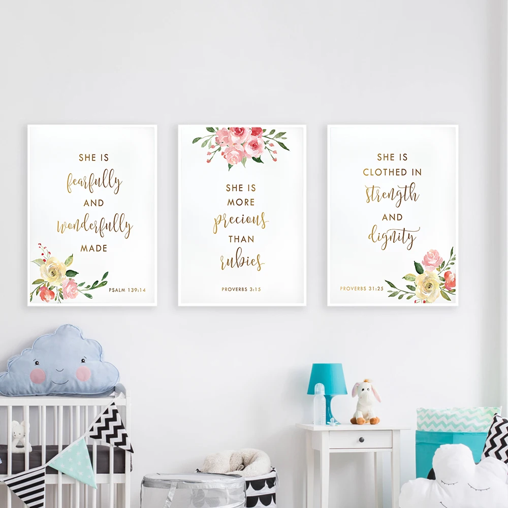

Bible Verse Poster and Prints Kids Room Wall Art Print Christian Quotes Canvas Painting on The Wall Living Room Decor Picture
