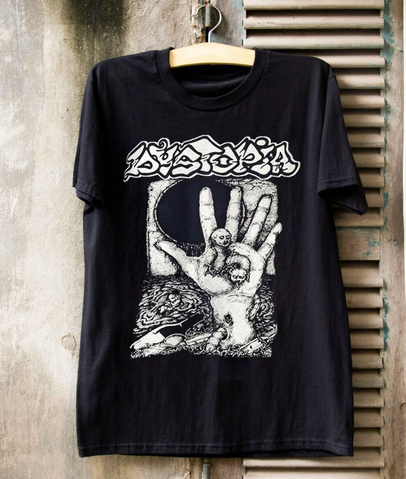 Dystopia загрязнение короткий рукав подарок для веера черный все размеры Подарочная