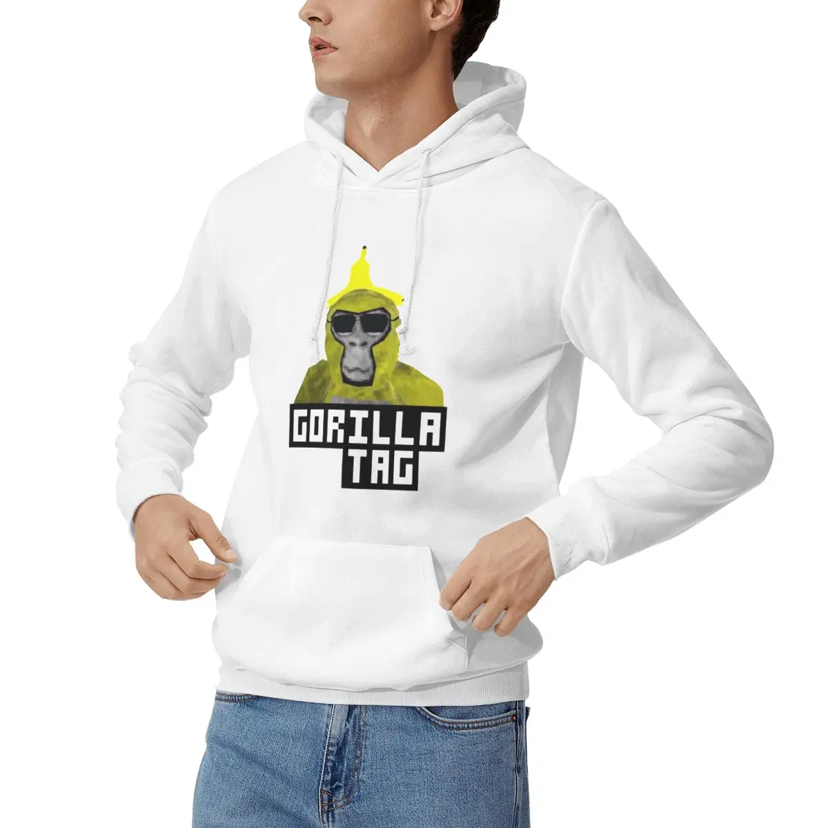 Gorilla Tag Monkey Banana Peel Monke PFP Maker от POLKART Толстовки Мужская модная теплая толстовка с