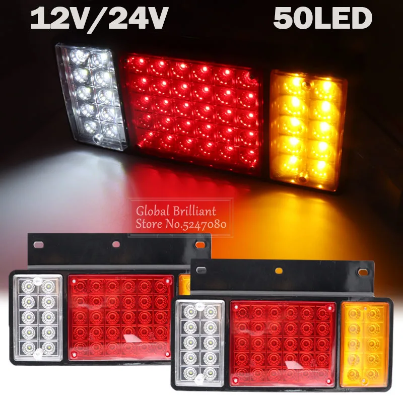 

2x 12V/24V Waterproof Car Truck 50 LED Rear Tail Light Warning Brake Reverse Lamps For ISUZU Elf Truck NPR NKR NHR NLR 1984-up
